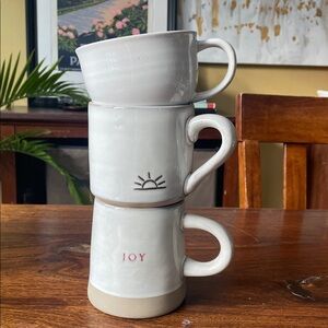 3 Hearth & Hand with Magnolia Stoneware Coffee Pottery Mugs Used Bundle